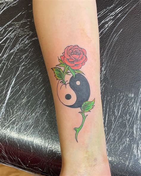 yin yang rose tattoo